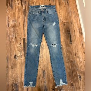 Madewell 9inch high rise skinny jeans with rips. Size 26.